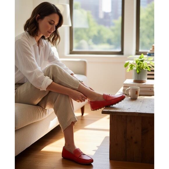 Sofft Women's Leather Allie Penny Loafers Orange Red Leather Size 9M NEW NICE - Picture 4 of 10